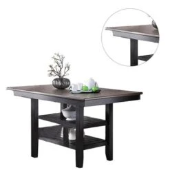 Rubberwood Dining Table With Shelf In Dark Coffee - Counter Height -Gourmet Interiors 92528684 bf28 47eb a8f4 4644737ff15a