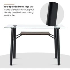 Mcombo Glass Dining Table Modern Rectangular Kitchen Table - Black -Gourmet Interiors 929b9518 ea40 4641 932d 6727c1617e6c