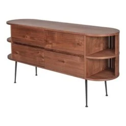 Aurelle Home Mid-Century Modern Solid Walnut Sideboard - Natural Oil