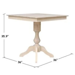 36" X 36" Square Top Pedestal Table - Unfinished - 35.9"H -Gourmet Interiors 92e204f1 eddd 40f8 95c2 2c935e1a541a