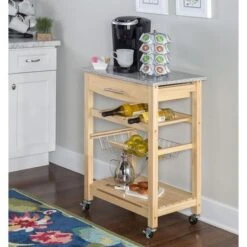 The Gray Barn Natural And Granite Top Island Cart - Granite/Marble/Glass -Gourmet Interiors 932cdde4 d21a 474b bb4f f212be3ca646