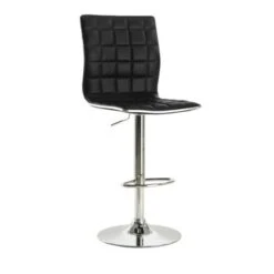 Upholstered Adjustable Bar Stools Black And Chrome (Set Of 2)