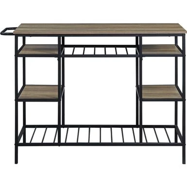 Kitchen Island In Rustic Oak Finish And Black - Rustic Oak And Black - Stationary - Wood 6 Kitchen Island In Rustic Oak Finish And Black - Rustic Oak And Black - Stationary - Wood - Image 4
