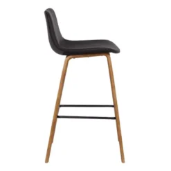 Maddie Contemporary 26" Bar Stool In Walnut Wood Finish And Brown Faux Leather -Gourmet Interiors 94b9b906 cd66 4638 bd3c 9bc057f4976b