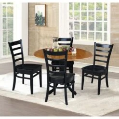 42 In Dual Drop Leaf Dining Table With 4 Dining Chairs - 5 Piece Dining Set - Oak Table/black Chairs 19 42 In Dual Drop Leaf Dining Table With 4 Dining Chairs - 5 Piece Dining Set - Oak Table/black Chairs -Gourmet Interiors 94c751d9 934a 45eb 8c80 f43632f92dfe