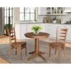 30" Round Top Pedestal Table With 2 Emily Chairs - 3 Piece Set - Distressed Oak -Gourmet Interiors 94f8c453 4200 4031 aa53 cf9b7a90622d