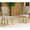 Baxton Studio Estelle Shabby Chic Rustic French Country Weathered Oak Beige Linen Button-tufted Chair - Single -Gourmet Interiors 952c13b2 3b89 4e6d a15b ef6a157c820b