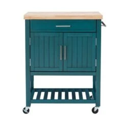The Curated Nomad Coyote Teal Kitchen Cart - Teal -Gourmet Interiors 952e2394 9f70 4f0f 831d 6337c7104314