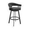 Bronson 25" Counter Height Swivel Bar Stool In Black Finish And Black Faux Leather -Gourmet Interiors 955cd0bd 17e3 4869 8ae8 a6df739233d2