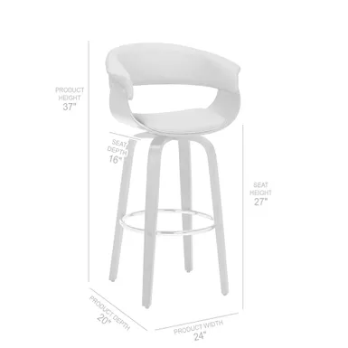 Julyssa 26" Counter Height Swivel Cream Faux Leather And Walnut Wood Bar Stool 8 Julyssa 26" Counter Height Swivel Cream Faux Leather And Walnut Wood Bar Stool - Image 6