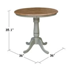 36" Round Top Pedestal Table - Hickory/Stone - Hickory/Stone - 41.1"H -Gourmet Interiors 964f10d0 6982 4bf3 9777 327473c8e522