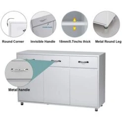 Merax 3-drawer Buffet Cabinet, Storage Sideboard - Grey -Gourmet Interiors 965b9def 7f8f 4a90 97bc 679d0bc254e6