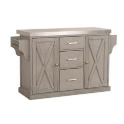Hillsdale Brigham Kitchen Island In Gray With Stainless Steel Top - 36.25H X 48W X 18D - Portable 13 Hillsdale Brigham Kitchen Island In Gray With Stainless Steel Top - 36.25H X 48W X 18D - Portable -Gourmet Interiors 967c47cc b519 4955 b54d d2661fc63f29