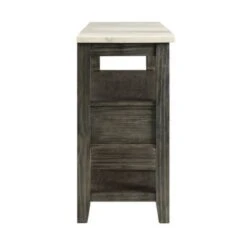 Wood Server With Marble Top In Gray Oak Finish - White And Gray Oak -Gourmet Interiors 96988e70 62fc 4425 a73f 12f731363802