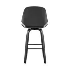 Arabela 26" Gray Faux Leather And Black Wood Swivel Bar Stool -Gourmet Interiors 96fe8819 9039 4705 b8b0 f6d8bf52201e