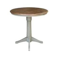 36" Round Top Pedestal Table - Hickory/Stone - Dining Height - Distressed Hickory/Stone -Gourmet Interiors 971233d4 7d76 4ad8 98b8 8a45c4bdc357