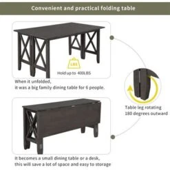 Merax 6-Piece Dining Set With Foldable Table, Bench - Grey -Gourmet Interiors 979eb026 a8be 4c88 af9d f38af85f02f4