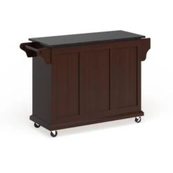 Full Size Solid Black Granite Top Kitchen Cart - N/A - Kitchen Cart - Wood - Brown -Gourmet Interiors 97d8d633 f621 4290 8f40 48197a687f24