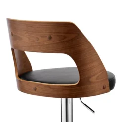 Paulo Adjustable Swivel Black Faux Leather And Walnut Wood Bar Stool With Chrome Base -Gourmet Interiors 97fa5802 64cc 4bb1 b2b4 ab16e85852de