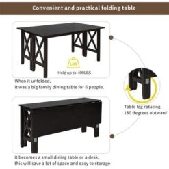 Merax 6-Piece Dining Set With Foldable Table, Bench - Grey -Gourmet Interiors 98f6b1a3 590d 4a51 a9ff 4883c170008e