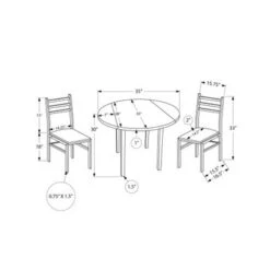 Dining Table Set/ 3pcs Set/ Small/ 35" Drop Leaf/ Kitchen/ Metal/ Laminate/ Brown/ Black/ Contemporary/ Modern -Gourmet Interiors 9912ed33 8ce8 4b6a b773 46802adcd43a