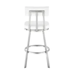 Jinab Swivel Bar Stool In Brushed Stainless Steel With White Faux Leather -Gourmet Interiors 997fea34 0f12 4089 828e 450516e6fd94