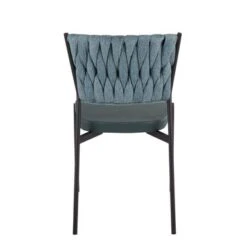 Porch & Den Randolf Braided Dining Chair - Set Of 2 - Sea Green Fabric & Green Faux Leather -Gourmet Interiors 99ab6ce6 0016 49ee b8f1 7c2112c92112