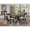 Dining Set - A Dinning Table With Trestle Base And Shitake Fabric Kitchen Chairs - Distressed Jacobean Finish (Pieces Option) - X676MZ606-5 -Gourmet Interiors 9acb2e11 d65a 4350 8ed4 3e76983b278c