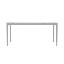 Rectangular Dining Table With Faux Marble Top In White Finish - White And Chrome -Gourmet Interiors 9b1a91c6 6e6f 4f8e abe7 12b860eedca3