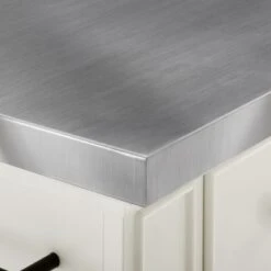 Julia Stainless Steel Top Kitchen Island - 50 "W X32 "D X 36 "H - Stationary - White - Stainless Steel -Gourmet Interiors 9b336328 71bf 4964 9859 b86588b0236e