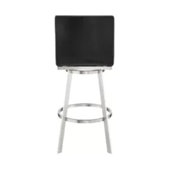 Jermaine 30" Bar Swivel Bar Stool In Brushed Stainless Steel Finish And Gray Faux Leather -Gourmet Interiors 9b45fd21 871e 41bb 8894 42cf4276322f