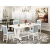 East West Furniture Table Set - A Dining Table And Linen Fabric Dinning Chairs With Stylish Back - Linen White (Pieces Option) - V027MZ015-5
