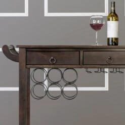 Carrick Transitional Dark Walnut Wood 2-Drawer Kitchen Cart With Wine Rack On Wheels By Copper Grove - Dark Walnut -Gourmet Interiors 9c0d073f 89c1 4b99 b87d 1407c5a010ab