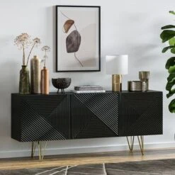 Giza 3D 63" Sideboard - Black -Gourmet Interiors 9c59c605 9736 4667 9c40 dd11222f605d
