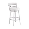 Titana 26" Counter Height Swivel White Faux Leather And Brushed Stainless Steel Bar Stool -Gourmet Interiors 9c5f5bcc f4a0 4a56 9add 40f7fcaef5e2