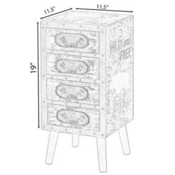 Vintiquewise Antique Rustic Brown Wood Vintage Tallboy Chest With 4 Drawers And Legs - Brown -Gourmet Interiors 9ca65aa1 47d2 4b67 9758 540042fa1fe0