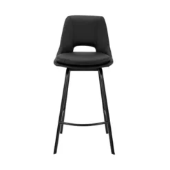 Carise Black Faux Leather And Black Metal Swivel 26" Counter Stool -Gourmet Interiors 9cd52945 a24c 489b 80e5 5b8f3d680561