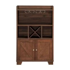 Monita Wooden 4 Bottle Wine Cabinet By Christopher Knight Home - Walnut/ Dark Brown