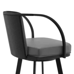 Livingston 26" Gray Faux Leather And Black Metal Swivel Bar Stool -Gourmet Interiors 9d6c51e4 08e5 49a1 9e7b cfc0119c0752
