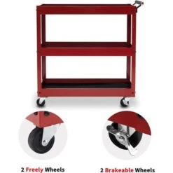 Mcombo 3 Tiers Metal Tool Cart For Garage, Utility Heavy Duty Cart With Anti-Scratched Cloth, Lockable Wheels, TC77 - Red -Gourmet Interiors 9d7f2f1d b23b 44b0 9ab2 0a59fc96103c