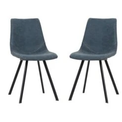 LeisureMod Markley Modern Leather Dining Chair With Metal Leg Set Of 2 - Charcoal Black -Gourmet Interiors 9daa6156 a4a5 44c7 9138 fb501cf002c3