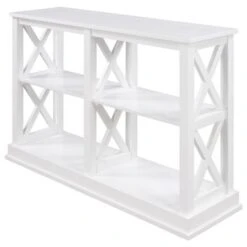 Console Table With 3-Tier Open Storage Spaces And "X" Legs - White -Gourmet Interiors 9de1e52a c55a 4cf8 a2cd 5bcfa2324479