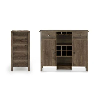 DH BASIC Rustic Distressed Walnut 42" Buffet With Wine Grid By Denhour - Distressed Walnut 4 DH BASIC Rustic Distressed Walnut 42" Buffet With Wine Grid By Denhour - Distressed Walnut - Image 2