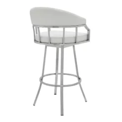 Palmdale Swivel Modern White Faux Leather 30" Bar Stool In Brushed Stainless Steel Finish -Gourmet Interiors 9e229cae 38fb 402d 9528 9ffb07474848