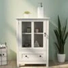 White Buffet Cabinet With Single Glass Doors,Unique Bell Handle - White -Gourmet Interiors 9e2c7c50 75f0 459d 8b60 f9d719fd19fc