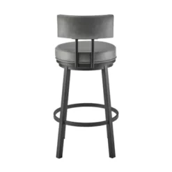 Dalza 30" Swivel Bar Stool In Black Finish With Grey Faux Leather -Gourmet Interiors 9e42683e 3c31 4d52 b89b 024a8de7194a