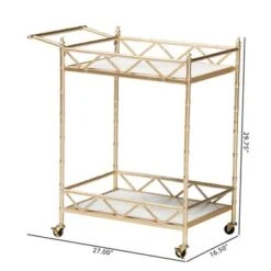 Baxton Studio Mela Contemporary Glam And Luxe Gold Metal And White Marble 2-Tier Wine Cart - Gold, White Marble 19 Baxton Studio Mela Contemporary Glam And Luxe Gold Metal And White Marble 2-Tier Wine Cart - Gold, White Marble -Gourmet Interiors 9e4c8fb5 3109 4ff6 baeb eb4b01b5951e