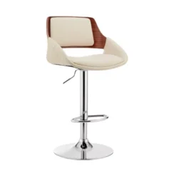 Colby Adjustable Cream Faux Leather And Chrome Finish Bar Stool -Gourmet Interiors 9e9f2bc0 b000 4122 b89f ebc4d072fc58
