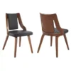 Aniston Gray Faux Leather And Walnut Wood Dining Chairs - Set Of 2 -Gourmet Interiors 9eab5add 6507 4598 96b2 fded76721c7b