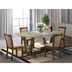 East West Furniture Dining Room Table Set - Dining Chairs And 1 Modern Dining Table (Pieces Option) - V796MZ748-5